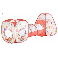 Палатка детская игровая с тоннелем, с шариками (в коробке) 70х70х90 см Oubaoloon J1049-2 КНР