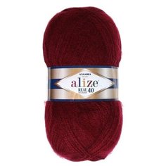 Пряжа Alize Angora Real 40, 40 % шерсть, 60 % акрил, 100 г, 430 м, 1 шт., 57 бордовый