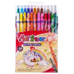 Карандаши восковые, 24 цветов, выкручивающийся стержень Crown