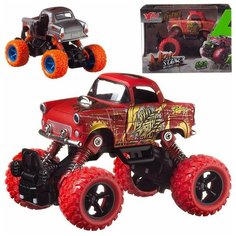 Машинка "Джип", 1:36 инерционный, с элементами из металла, звук. и свет. эффекты, 2 вида в ассорт. (красный, серебристо-оранжевый), 16,8х10,7х12 см Junfa Toys