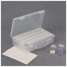 Queen fair Баночки для декора в контейнере, с наклейками, 22,3 × 13 × 5,5 см, 64 баночки, цвет прозрачный