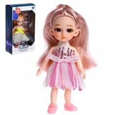 Кукла модная Кристина шарнирная, в платье, микс Denco Store