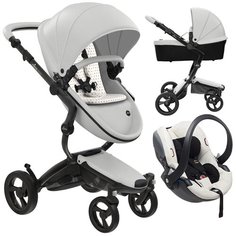 Коляска 3в1 Mima Xari Snow White на чёрном шасси с матрасиками Sandy Beige