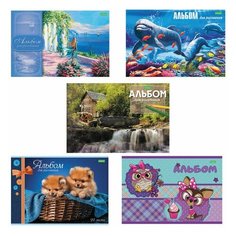 Альбом для рисования, А4, 24 листа, скоба, обложка офсет, HATBER "ECO", 205х290 мм, Ассорти