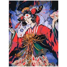 Картина по номерам на холсте Гейша Япония Красочная девушка - 6609 В 30x40