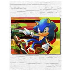 Картина по номерам на холсте игра Sonic (Sega, Сега, 16 bit, 16 бит, ретро приставка) - 9863 Г 30x40