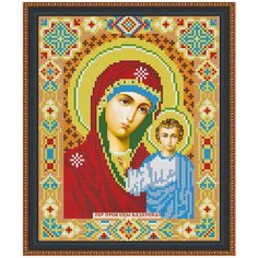 Алмазная мозаика на подрамнике 20х30 икона Казанская Пресвятая Богородица, алмазная вышивка 30х20, алмазная живопись, икона стразами Стиль для Дома