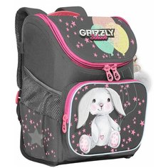 Ранец GRIZZLY эргономичная спинка, с брелоком, для девочек, "LITTLE BUNNY", 35х26х16 см, RAl-294-3/2