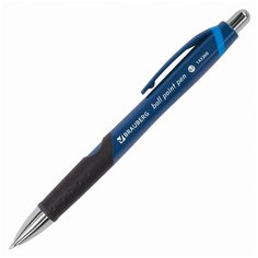 Ручка шариковая автоматическая с грипом BRAUBERG "Urban", синяя, хромирированные детали, узел 0,7 мм, линия письма 0,35 мм, 12 шт.