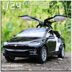 Коллекционная машинка Tesla X 100D 1:24 чрная (металл, свет, звук) XLG