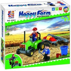 Конструктор JILEBAO Happy Farm "Трактор с плугом" 6001 / 84 детали Panawealth Inter Holdings