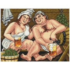 Набор для вышивания Сделано с любовью "Счастливы вместе" 18x22 см, Мужчины Девушки Ню-арт Напитки Люди