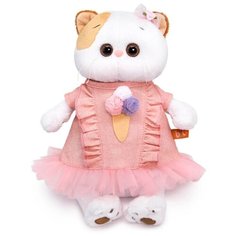 Мягкая игрушка BUDI BASA collection Кошечка Ли-Ли в платье с мороженым, 27 см, белый/розовый