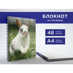 Блокнот А4 на пружине, 48 листов в клетку, альбом для заметок, тетрадь "Зайка" в подарок на новый год CVT