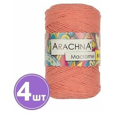 Пряжа для вязания спицами, крючком Arachna Macrame Mini фантазийная средняя, хлопок/полиэстер цвет 04 светло-коралловый, 4 шт. по 250 г 200 м