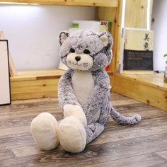 Мягкая игрушка кот , мягкая игрушка котёнок , кот с длинными лапами , мягкая игрушка кот полосатик 90 см , серый Китай