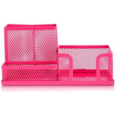 Подставка Deli E9154 3отд. для пишущих принадлежностей 80x80x90мм ассорти металл сетка