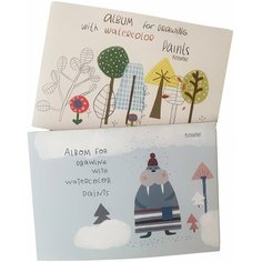 Альбом для акварели Kroyter 30 листов, А4, склейка, планшет, 160 г, Природа 2 шт (64034)