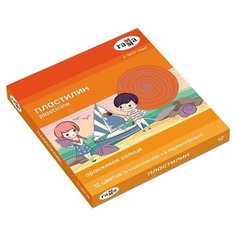 Пластилин Гамма. Оранжевое солнце 12 цветов (6 классических 6 перламутровых), 156г, со стеком, 1 шт Gamma