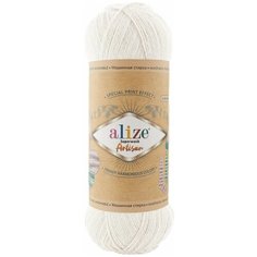 Пряжа Alize Superwash Artisan (Ализе Супервош Артизан) - 3 мотка, Белый (55), 75% шерсть супервош, 25% полиамид, 420м/100г
