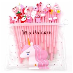 Ручки шариковые набор . CUTE UNICORN pink 0,7мм синяя 20шт