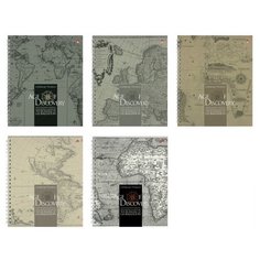 Тетрадь общая на гребне Альт, А5 (165 х 200 мм), "эпоха открытий" 96 л. клетка, Арт. 7-96-1115, обложка в ассортименте