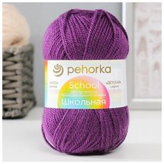 Пряжа "Школьная" 100% акрил 150м/50гр (191 Ежевика) Пехорка