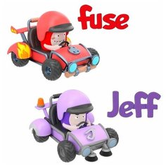 Игровой набор фигурки Фьюз и Джеф гонщики на мини-картингах (Чуддики) Oddbods Fuse & Jeff "Mini Racers" Pull Back & Press To Go