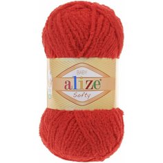Пряжа для вязания ALIZE SOFTY Ализе Софти: 56 (красный), 3 шт, 115 м, 50 г, 100% микрополиэстер