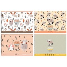 БиДжи Альбом для рисования 32л, А4, на гребне BG "Animals forest" BG®