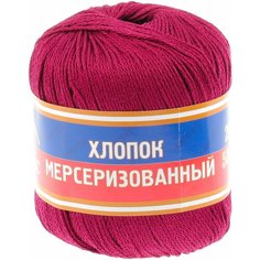 Пряжа Камтекс Хлопок мерсеризованный вишня (091), 100%мерсеризованный хлопок, 200м, 50г, 1шт