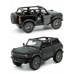 Металлическая машинка Kinsmart 1:34 «2022 Ford Bronco (Открытый верх)» инерционная, чёрная KT5438DA-4