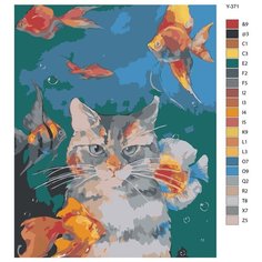Картина по номерам Y-371 "Кот и рыбы" 80x100 Brushes Paints