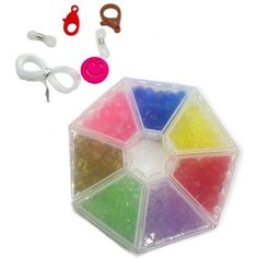 Набор бусин Tukzar Семиугольник, в наборе: пластиковый контейнер, 7 секций, многогранные бусины, фигурные застежки, леска Kwelt