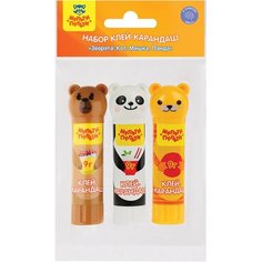 Набор клей-карандаш Мульти-Пульти "Зверята: Кот, Мишка, Панда", 9г, ПВП, пакет, 24шт. (GS_41909)