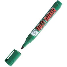 Маркер перманентный Crown "Multi Marker" зеленый, пулевидный, 3мм - 12 шт.