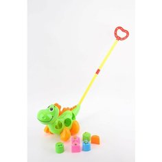 Каталка-сортер на палочке Динозаврик /сетка/26*15*20 ИгроДом