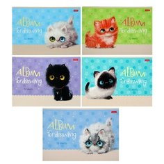 Альбом для рисования А4, 32 листа на скрепке "Кошарики", обложка мелованный картон, матовая ламинация, блок 100 г/м2, микс Hatber