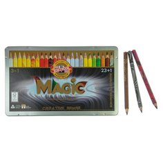 Карандаши 24 цвета Koh-I-Noor 3408 Magic + карандаш-блендер, в металлическом пенале