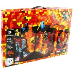 Конструктор Майнкрафт "Красная крепость" 856 деталей с LED-подсветкой конструктор для мальчиков Minecraft Renzaima