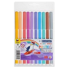 Фломастеры 10 цветов 2.0 мм Centropen TP Colour World Pastel, смываемые. европодвес, 1 набор