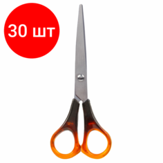 Комплект 30 шт, Ножницы STAFF "Basic" 160 мм, ручки под янтарь, ПВХ чехол с европодвесом, 236937