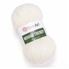 Пряжа для вязания YarnArt Mohair Trendy (ЯрнАрт Мохер Тренди) - 5 мотков 1003 молочный, полушерсть пушистая, 50% акрил, 50% мохер, 220м/100г