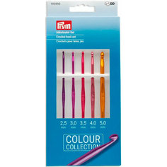 Набор крючков для вязания (в наборе: крючки-2,5мм, 3мм, 3,5мм, 4мм, 5мм), алюминий, Prym, 195995