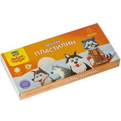 Мульти-Пульти Пластилин 6 цветов 90 г, Мульти-пульти "Енот на Аляске", со стеком, картонная упаковка