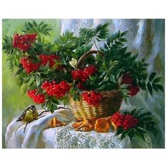 Алмазная мозаика на холсте с подрамником (картина стразами, алмазная вышивка) Рябина 40x50 см Boom Boom Shop