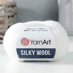 Пряжа ТероПром 9320846 35% силк район, 65% мерино. вул 190м/25г (347 белый) Yarn Art