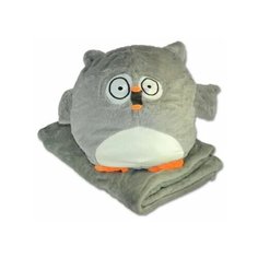 Игрушка подушка плед Сова 3 в 1 / Мягкая игрушка сова с пледом внутри, серая Нет бренда