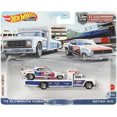 Hot wheels Team Transport 72 Plymouth Cuda Funny car Real Riders WHITE коллекционная модель