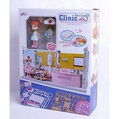 Игровой комплекс Больница +кукла 9см +мебель +аксессуары свет/звук на батарейках (картонная упаковка) (32639) Нет бренда